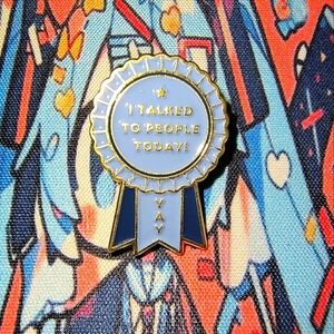 Women’s Accessories Cute Funny Blue and Gold Winner Ribbon Enamel Pin Brooch